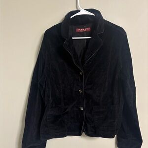 Kikit Short Black Velvet Blazer Jacket Rhinestone Buttons Size XL Y2K